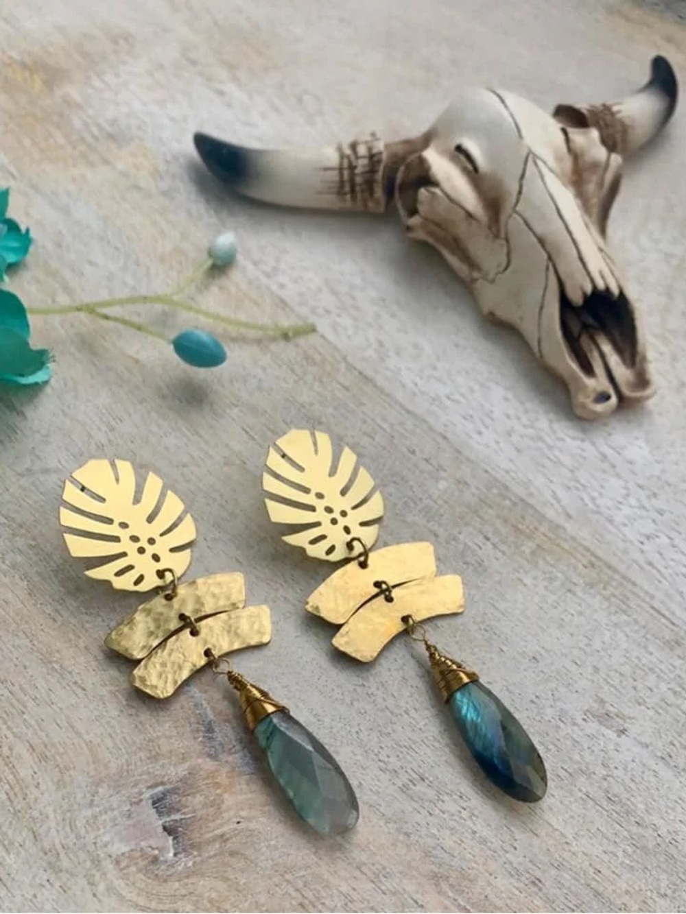 Labradorite statement earrings